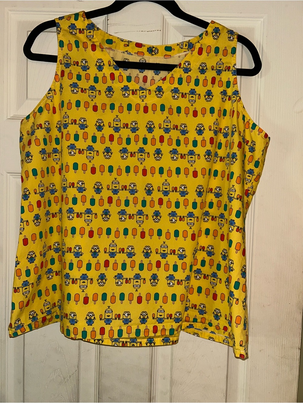 Yellow Printed Sleeveless Women's Top